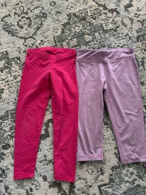 Girls' Stretch Leggings in Hot Pink and Lavender